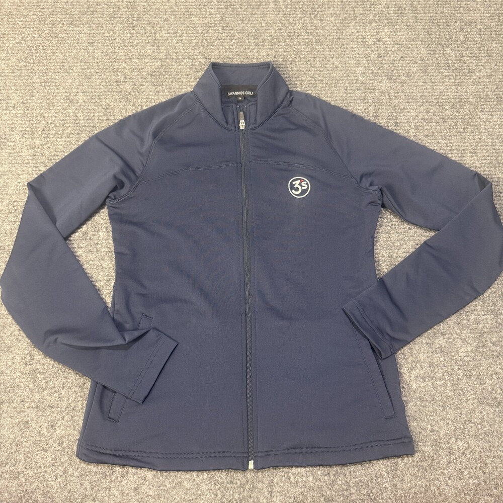 Swannies Golf Jacket Womens Medium Blue Full Zip Softshell 3S Logo Golf Athletic